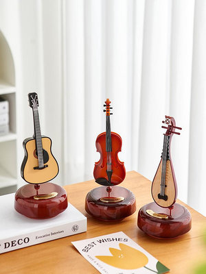 復古懷舊八音盒擺件吉他小提琴樂器模型小擺設音樂盒桌面家居裝飾熱心小賣家