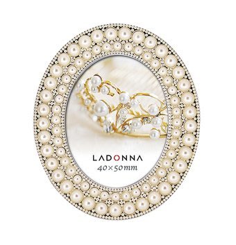 日本Ladonna Bridal系列 迷你橢圓型珍珠金屬結婚相框 / MJ89-S2
