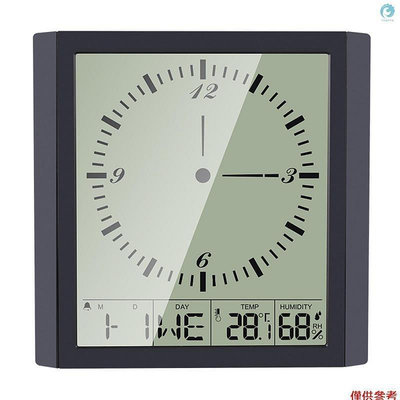 數字多功能溫溼度計溫度計和溼度計和方形時鐘極簡式掛鐘，帶日曆警報和打瞌睡室內溫度溼度指示器