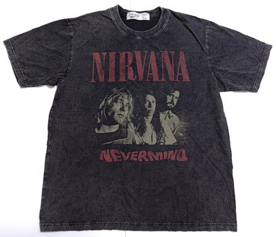 【Mr.17】 超脫樂團 NIRVANA 水洗黑石洗刷舊做舊復古搖滾短袖T恤 寬版 T-SHIRT(JE029)