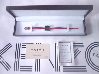 近新美國精品COACH暗紅色TORY BURCH Agnes b CK款皮革方型手錶 附盒 卡