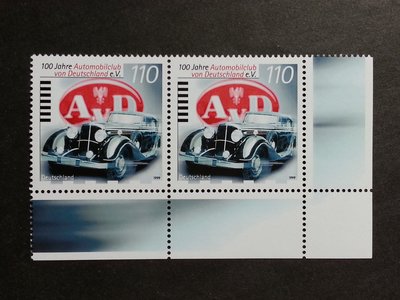 (C4271)德國1999年汽車俱樂部百年(雙連)郵票 1全