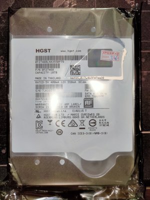 現貨 HGST 企業級 硬碟 10TB 10T HUH721010ALE601 氦氣硬碟 參考4TB 8TB 10TB