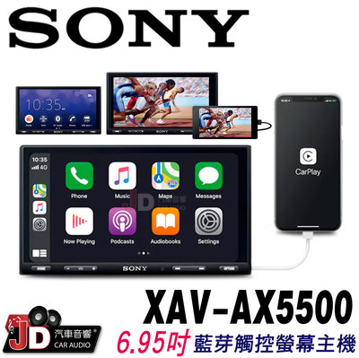 【JD汽車音響】SONY XAV-AX5500 6.95吋藍芽觸控螢幕主機 支援 Apple CarPlay/安卓系統