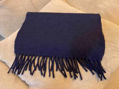 法國 Lanvin 100%pure cashmere 羊毛 蘇格蘭製 圍巾 深藍紫