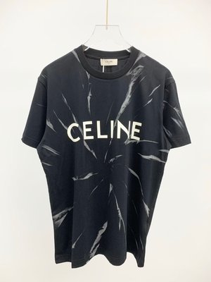 巴黎CELINE潮牌22SS夏季閃電男裝黑色短袖T恤tee