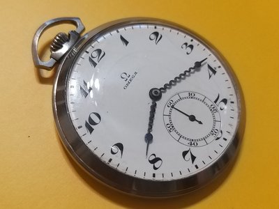 ☆ OMEGA  歐米茄非常罕見的白瓷琺瑯面 35.5 L-T1 機械懷錶(約1930年代) ☆