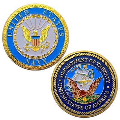 現貨熱銷-【紀念幣】美國海軍帆船鍍金徽章紀念章收藏幣工藝金幣硬幣紀念幣
