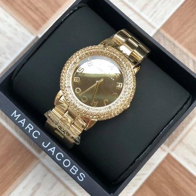MARC BY MARC JACOBS Marci 水鑽圈 金色鏡面錶盤 金色不鏽鋼錶帶 石英 女士手錶 MBM3191