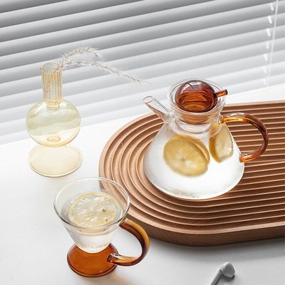 法式輕奢下午茶玻璃壺 耐熱透明玻璃泡茶壺套裝帶過濾花茶煮茶壺~特價