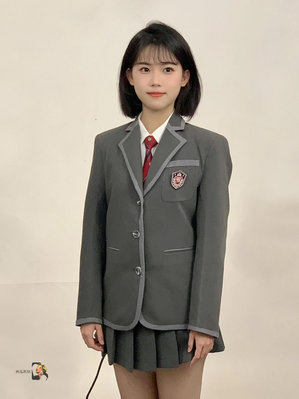 秋冬學院風西裝外套日系撞色小西服韓式證件照高級感上衣女套裝-西瓜鈣奶