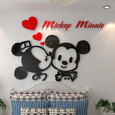 大 米奇 米妮 迪士尼 米老鼠 愛心 3D 立體 壓克力 牆貼 壁貼 臥室 床頭 兒童房 裝飾 客廳 沙發牆 電視牆