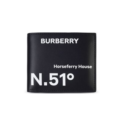 [全新真品代購-S/S23 SALE!] BURBERRY LOGO 黑色皮革 短夾 / 皮夾