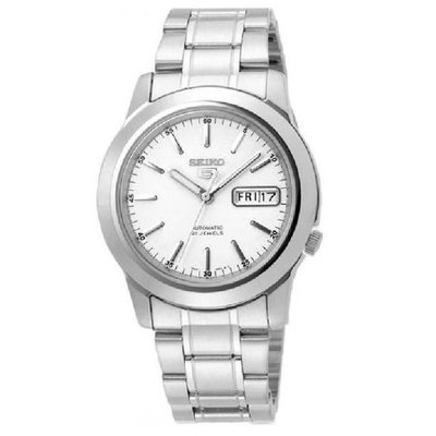 SEIKO錶 精工錶盾牌5號 自動錶. 標準紳士機械錶 型號:SNKK009K1-白色面【神梭鐘錶】