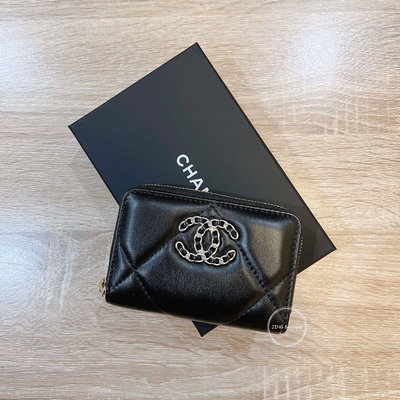 Chanel 19 拉鍊 零錢包 全新 現貨 黑色 金釦 銀釦 羊皮 短夾 卡夾 AP0949 北市可面交 刷卡分期