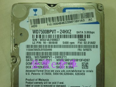 【登豐e倉庫】 TF406 WD7500BPVT-24HXZT1 750G SATA2 硬碟 價不同