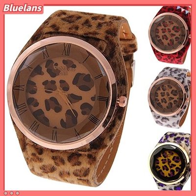 BL 女式豹紋人造皮革錶帶魅力羅馬數字石英腕錶-一點點
