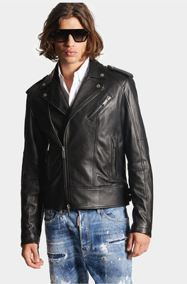 全新正品 Dsquared2 D2 Kiodo Jacket 騎士 黑色皮衣 皮夾克 48號