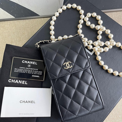 #chanel  99新 香奈兒Chanel22P珍珠斜挎大手機包