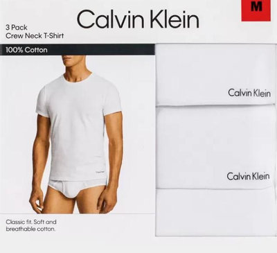 Calvin Klein 男純棉短袖內衣三件組 白