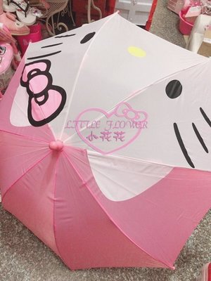 小花凱蒂日本精品Hello Kitty粉色雨傘 尺寸適中大人小孩都可拿 遮陽傘 陽傘 直傘 造型可愛吸睛55500302
