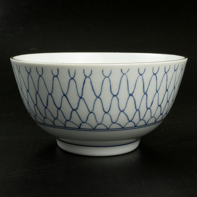日本淺田窯青花網紋陶瓷碗