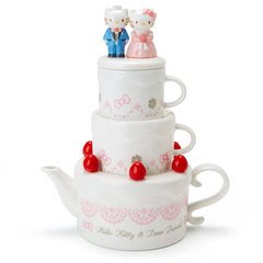 代購現貨 日本三麗鷗Hello Kitty＆Diar Daniel婚禮系列 蛋糕造型陶瓷茶杯壺組