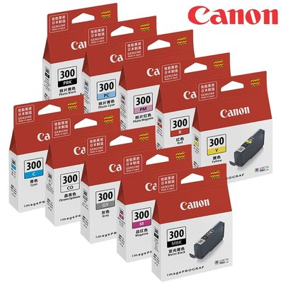 Canon PFI-300 原廠墨水匣組合 (十色一組) 適用 PRO-300