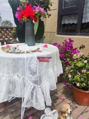 【滿300元發貨】美式復古公主風白色蕾絲荷葉花邊桌布蓋布甜品臺裝飾餐桌布臺布