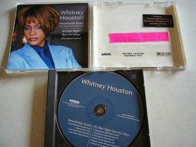 舊CD英文單曲-WHITNEY HOUSTON惠妮休斯頓-Heartbreak Hotel-進口絕版混音單曲9首(無刮傷近全新)