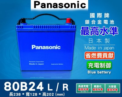 全動力-Panasonic 日本 國際牌 銀合金 80B24L(55B24加強版) 新品 加強容量 豐田 Altis適用