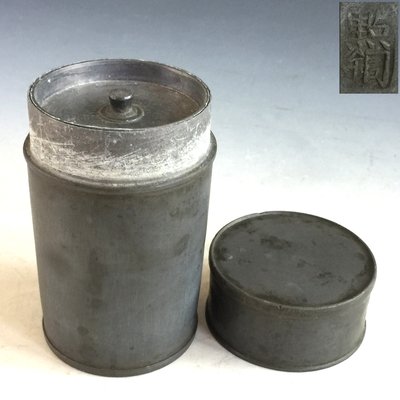 【松果坊】日本煎茶道具 清朝老錫器『點銅』古錫罐 錫茶入 錫茶葉罐 s260b