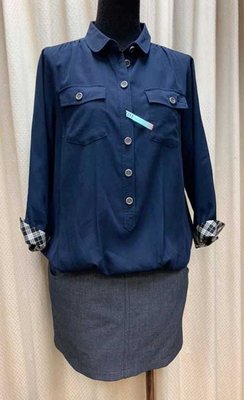 Burberry Blue Label深藍+灰好甜美的一件式洋裝