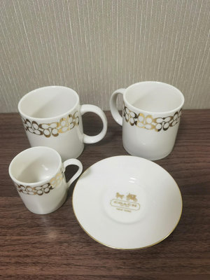 z日本回流瓷器，COACH蔻馳一套摩卡濃縮咖啡杯，二只大馬克杯