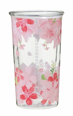 絕美櫻花季~STARBUCKS日本星巴克咖啡2017年櫻花周邊商品: A6櫻花雙層玻璃杯,每個含運費1188元~355m