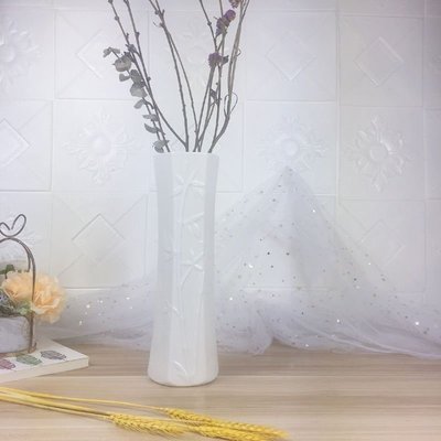 現貨熱銷-白色陶瓷花瓶擺件客廳插花鮮花干花花器大容量可轉水~特價