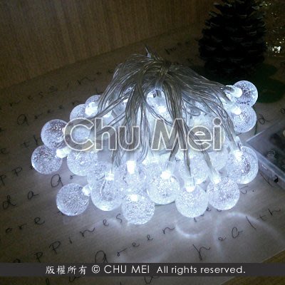 110V-晝白色LED水晶球燈串5米50燈 - led 圓球燈 圓球串燈 聖誕燈 燈串 珍珠 串燈 球燈 耶誕燈 串珠燈