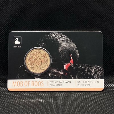 澳洲黑天鵝紀念幣 2020 年限量 3,000 張黑天鵝標記 $1 紀念幣卡幣 天鵝 硬幣 錢幣 Black Swan