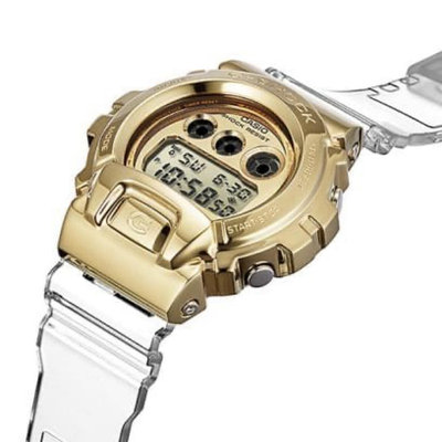 CASIO 卡西歐 G-SHOCK 數位 6900 系列 金屬錶圈 透明錶帶 GM-6900SG-9 @EASYwatches