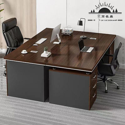 帶鎖辦公桌家用電腦桌臺式簡約桌子工作臺帶抽屜書桌職員桌椅組合-東方名居