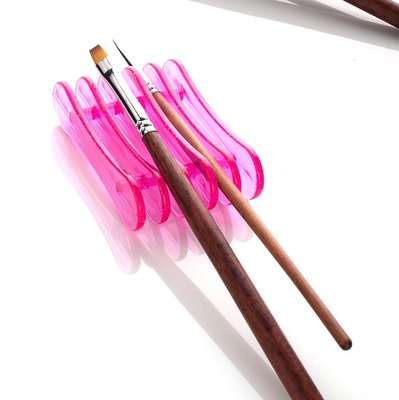【菁品生活】美甲筆刷工具 桌上型筆架 五格 桃紅 可放 水晶筆 凝膠筆 彩繪筆 粉雕筆 點珠筆