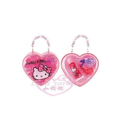 ♥小公主日本精品♥ Hello Kitty 心型手提收納盒 亮粉 唇蜜+愛心髮飾組合 彩妝 送禮必備 99107703