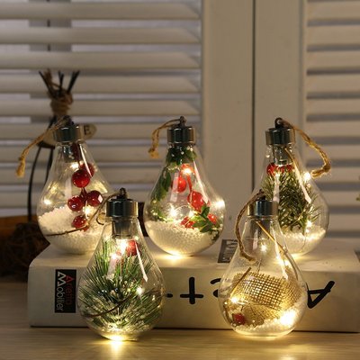 ❤️❤️暖色 原色LED透明聖誕球 聖誕節裝飾品 聖誕樹裝飾掛件 聖誕節塑料燈泡球 門店聖誕節氣氛小燈泡-麥德好服裝包包
