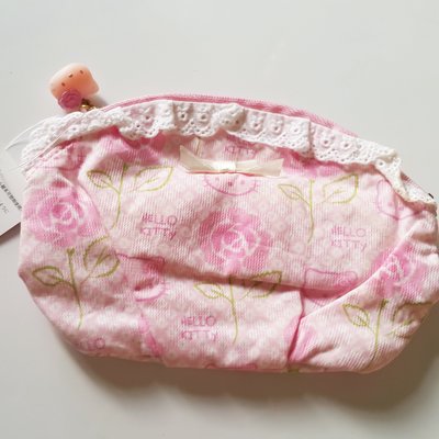 KITTY 和風布料個性玫瑰粉紅色輕巧造型化妝包收納包/電池傳輸線/化妝品/手鍊印章收納