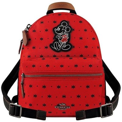 ☆現貨☆Coach × Disney 最新聯名款 紅色Mickey輕量尼龍後背包