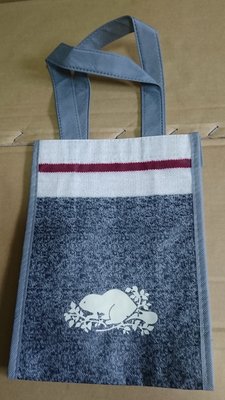 ROOTS 灰色海狸-羅紋造型環保購物袋 環保購物袋 購物袋 手提袋
