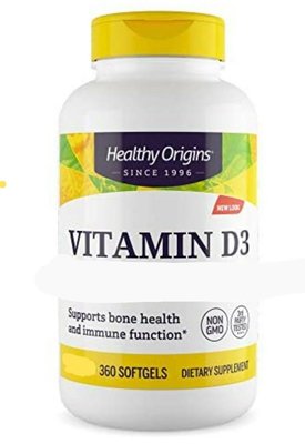 【預購美國原裝正品】Healthy Origins vitamin D3 維生素 D3，360粒軟膠囊