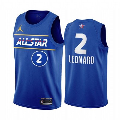 科懷·雷納德(Kawhi Leonard)NBA 2021全明星賽球衣 熱轉印款式 2號 藍色