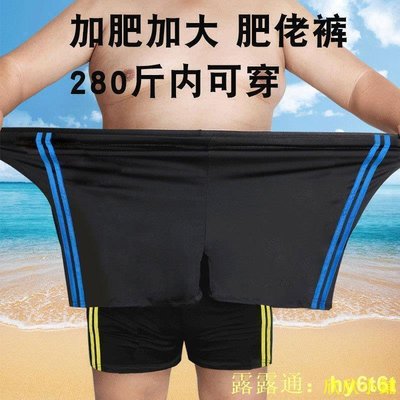 【滿300出貨】男士大碼泳褲80-280斤加肥加大簡單拼色條紋溫泉男士泳褲