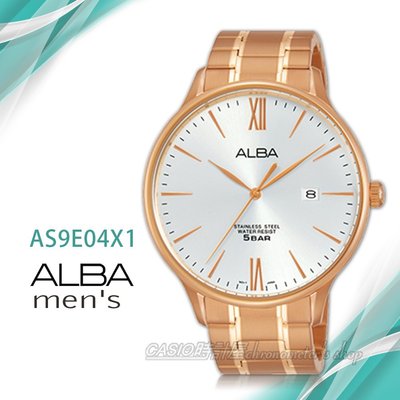 CASIO時計屋 ALBA 雅柏手錶 AS9E04X1 石英男錶 不鏽鋼錶帶 防水50米 日期顯示 全新品 保固一年 開